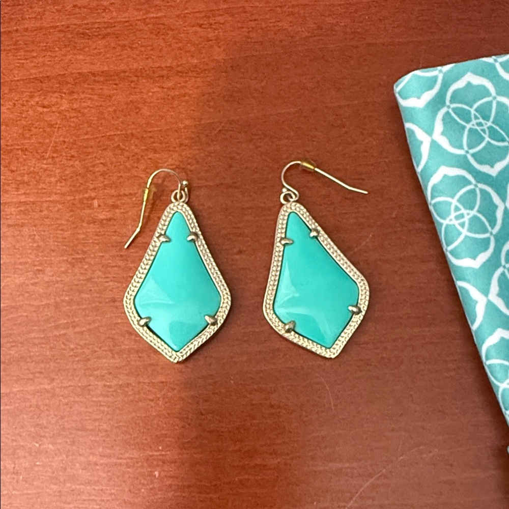 Kendra Scott Gold and Teal Earrings